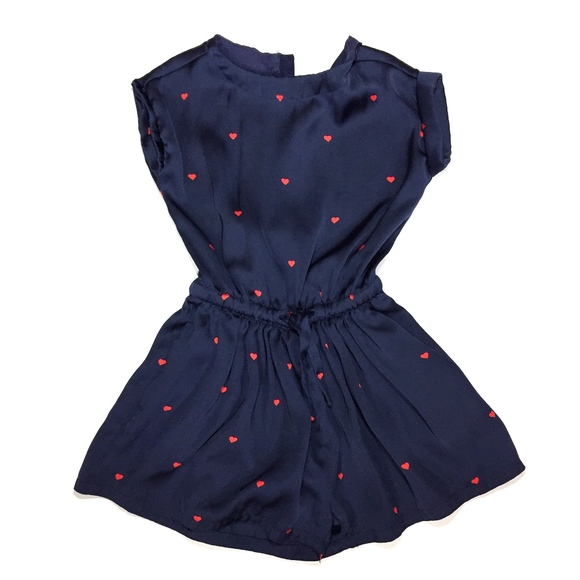 Crewcuts Other - J Crew Crewcuts Girls Romper Navy Red Hearts 3